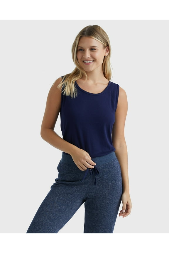 Women's Mini-Ribbed Cotton Tank Navy M