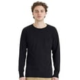 thumbnail image 1 of Hanes Mne’s Long Sleeve Pocket T-Shirt 60/30/10 Polyester/Ring-Spun Cotton/Rayon Heavyweight Durable Workwear Long Tee Shirt (Black, L), 1 of 7