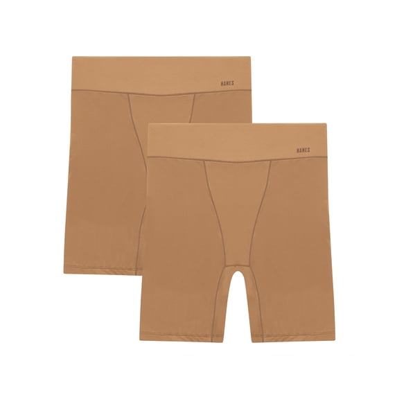 Hanes Moves Women's Anti-Chafe Slip Shorts Warm Almond/Warm Almond S