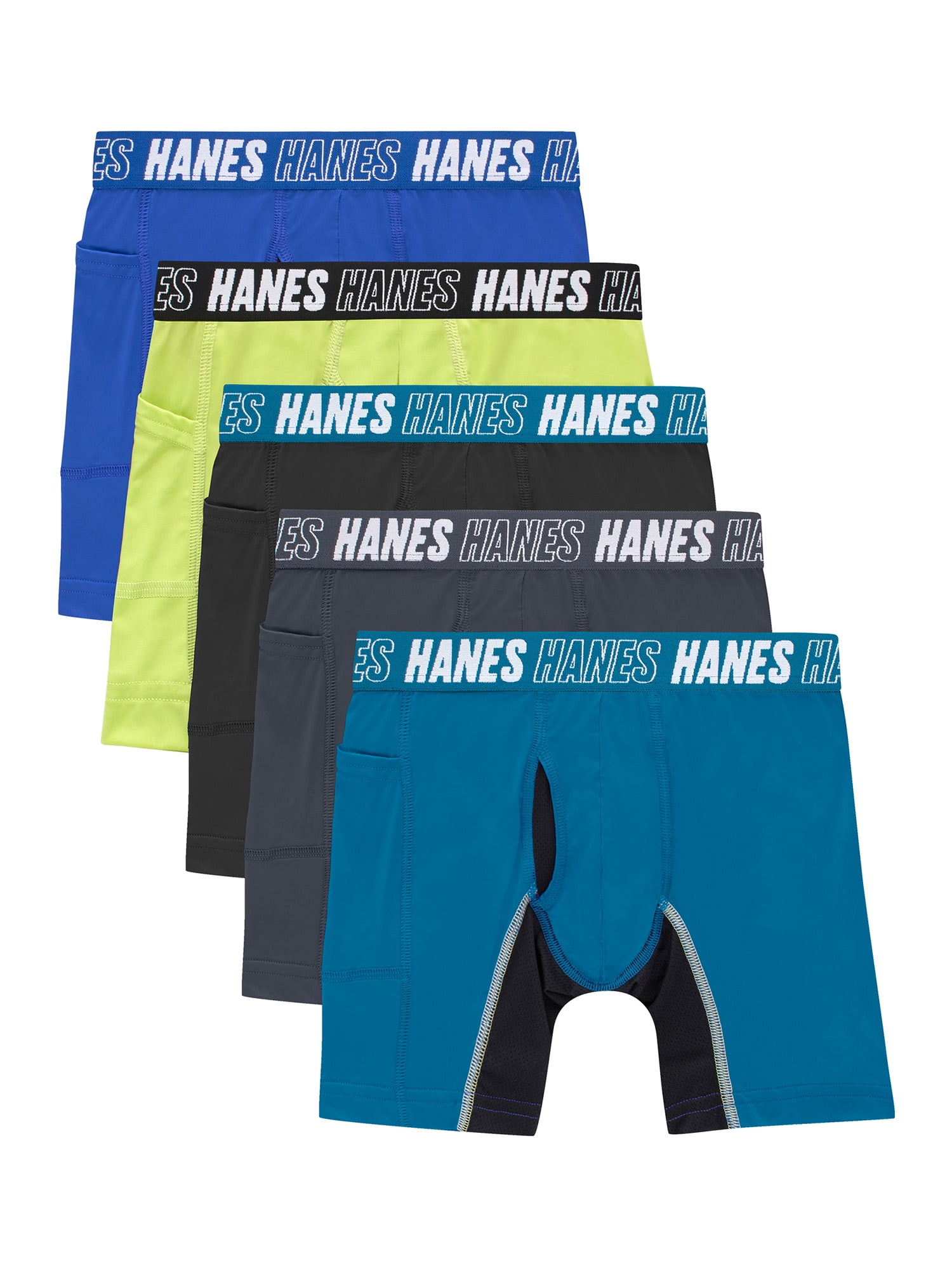 Hanes Boys Boxer Brief Underwear, 5-Pack, Moves Anti-Chafe, Moisture-Wicking, Assorted