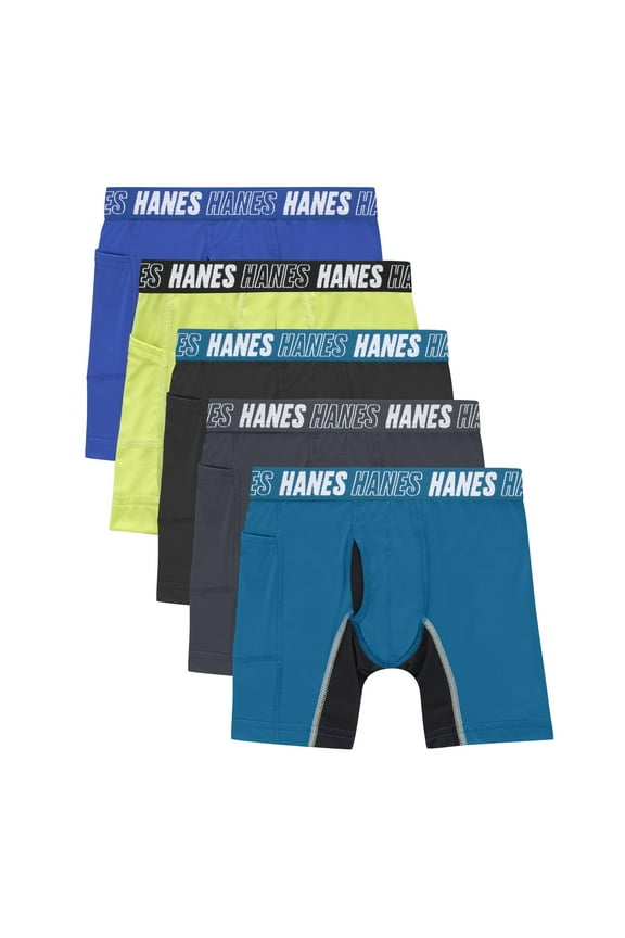Boys Boxer Brief Underwear, 5-Pack, Moves Anti-Chafe, Moisture-Wicking, Assorted
