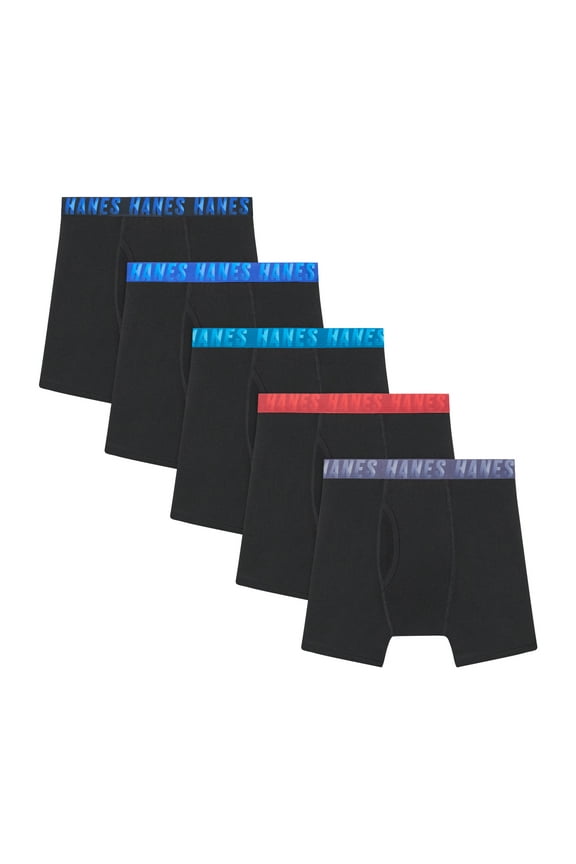 Moves Boys’ Performance Stretch Boxer Brief Underwear, 5-Pack