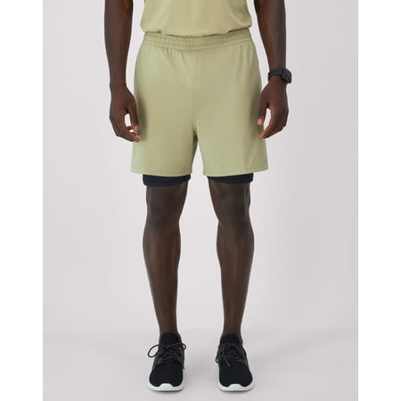 Hanes Moves Men's 2-in-1 Gym Shorts, 5" Inseam Alfalfa/Black XL
