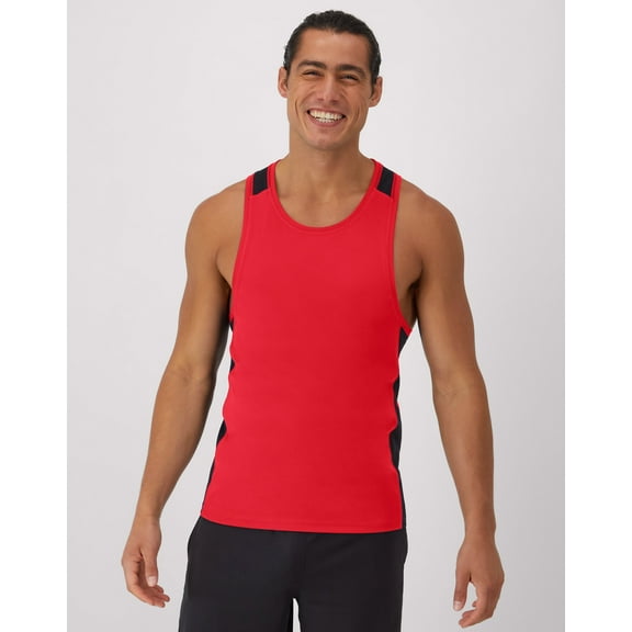 Hanes Moves Men's Air Mesh Tank Holly Berry Red/Black 4XL