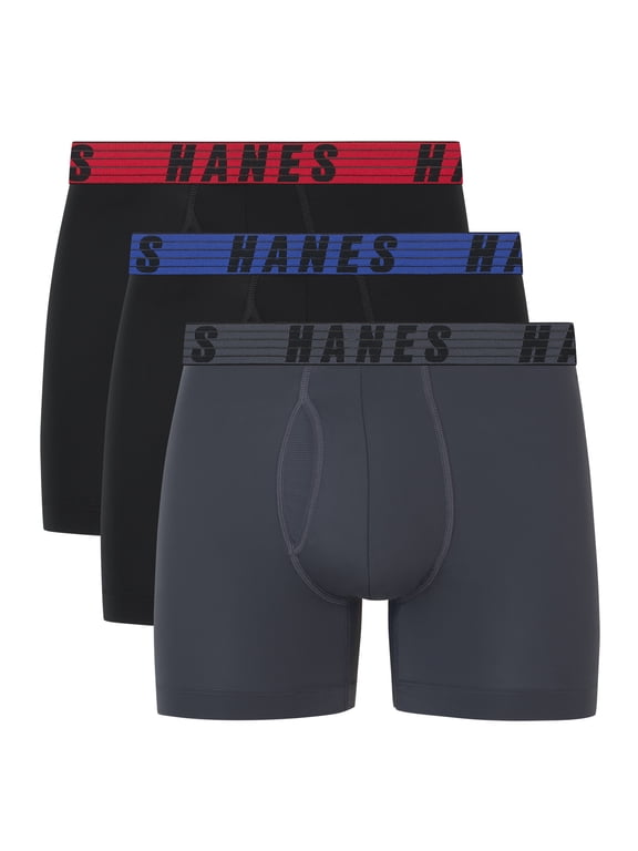 Moves Men’s Anti-Chafe Trunk Underwear, Total Support Pouch, 3-Pack, 4" Inseam