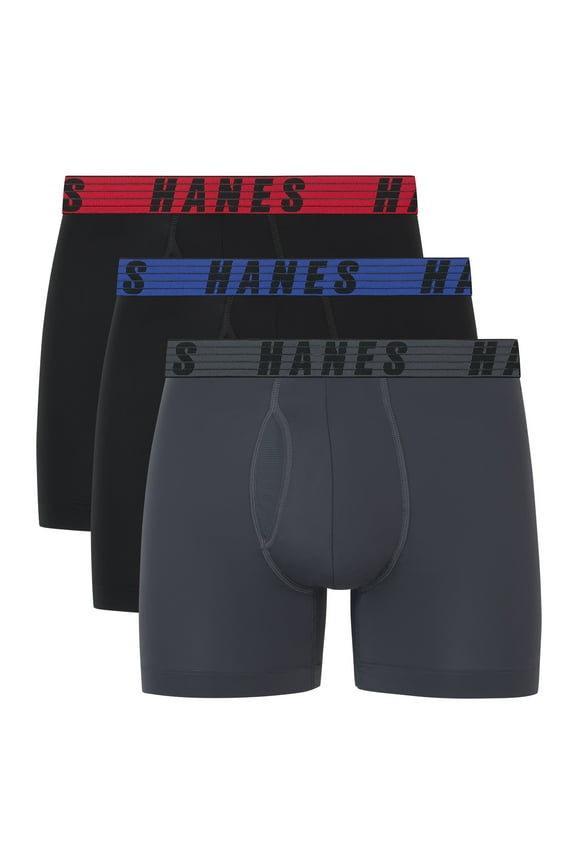 Moves Men’s Anti-Chafe Trunk Underwear, Total Support Pouch, 3-Pack, 4" Inseam