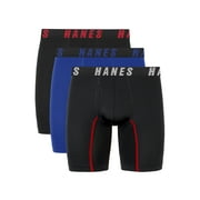 Hanes Moves Men’s Anti-Chafe Boxer Brief Underwear, X-Temp, Assorted, 3-Pack, 6" Inseam