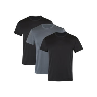 Hanes Moves Men's Breathable Mesh Crewneck T-Shirt, Black/Grey, 3-Pack Inseam