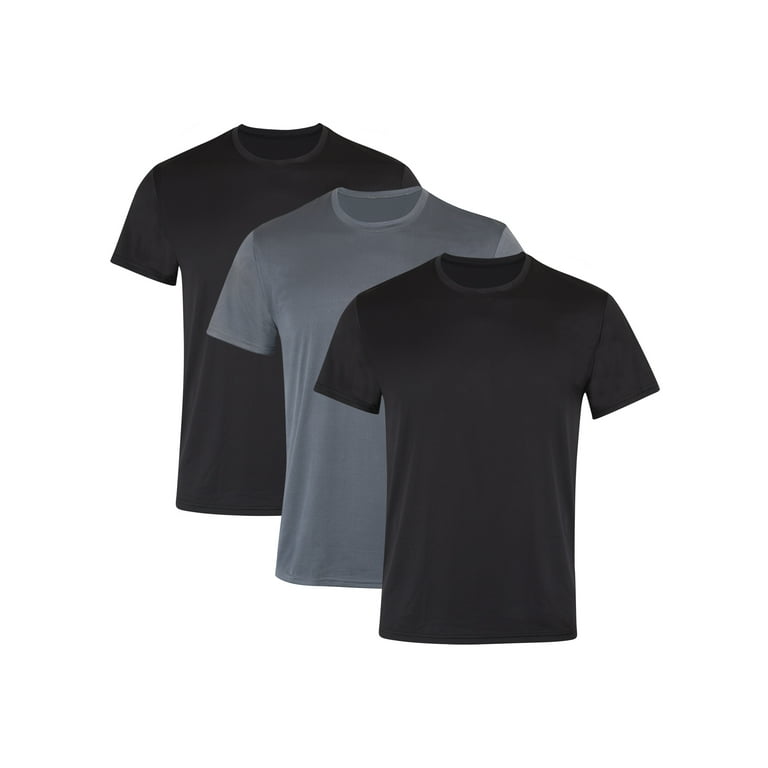 Hanes Moves Men's Breathable Mesh Crewneck T-Shirt, Black/Grey,