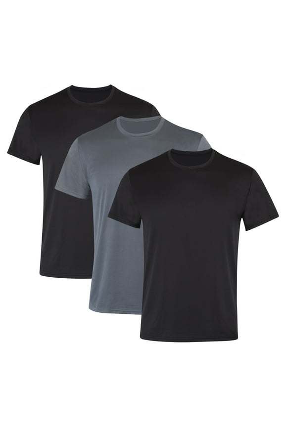 Undershirt Crewneck T-Shirt Pack, 3-Pack, Moves Breathable Mesh, X-Temp, Black/Grey