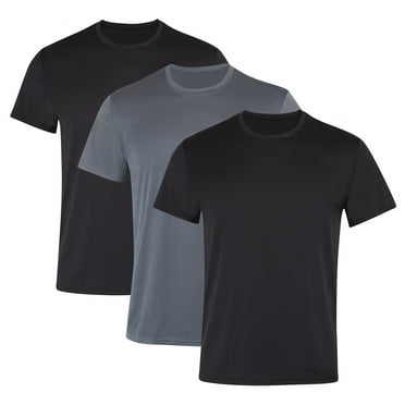 Hanes Moves Men's X-Temp T-Shirt Pack, Crewneck, Breathable, Black/Grey, 3-Pack