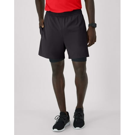 Hanes Moves Men's 2-in-1 Gym Shorts, 5" Inseam Black S