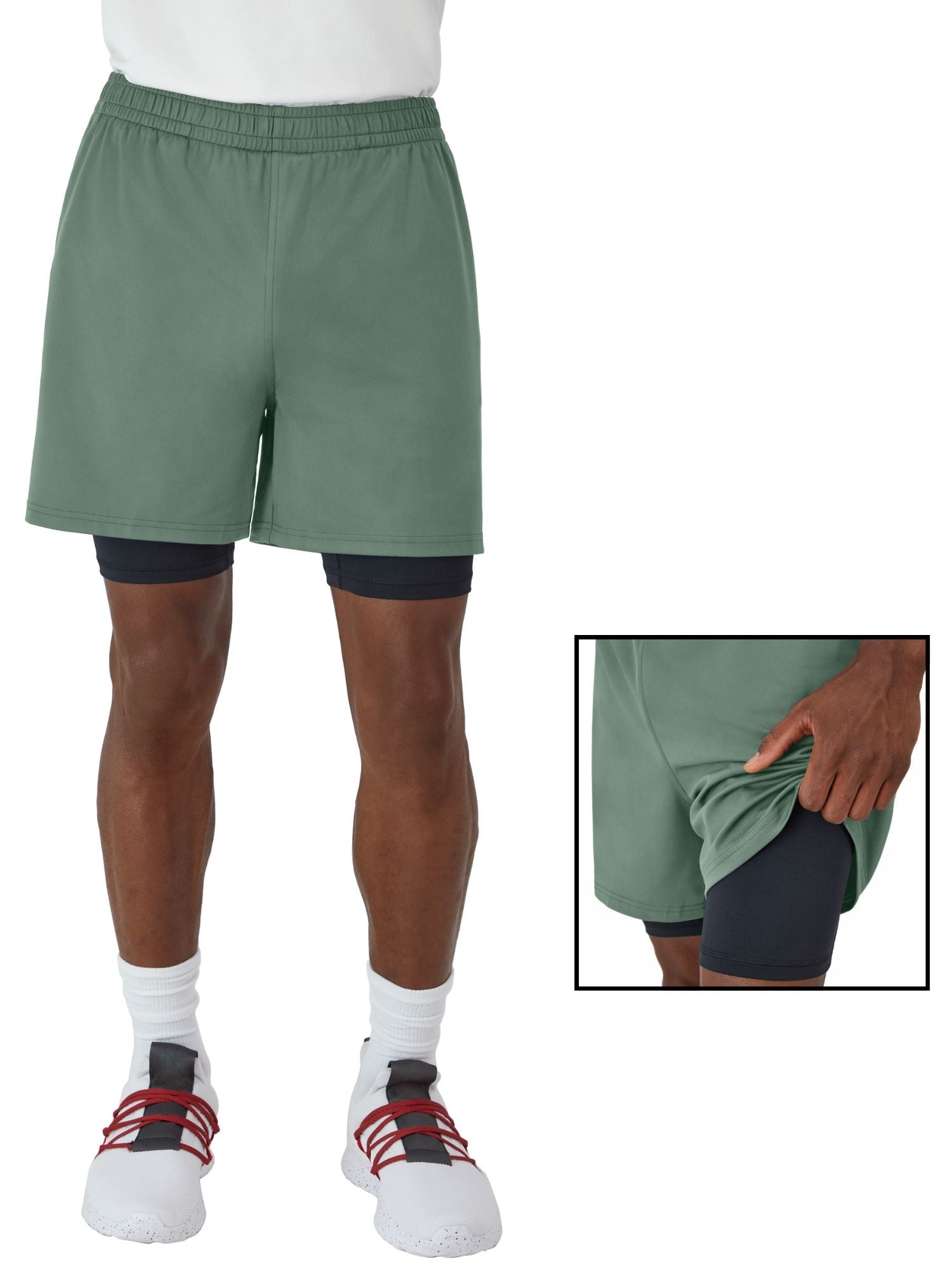 Champion Men's Big and Tall Solid Mesh Shorts, Black, Size