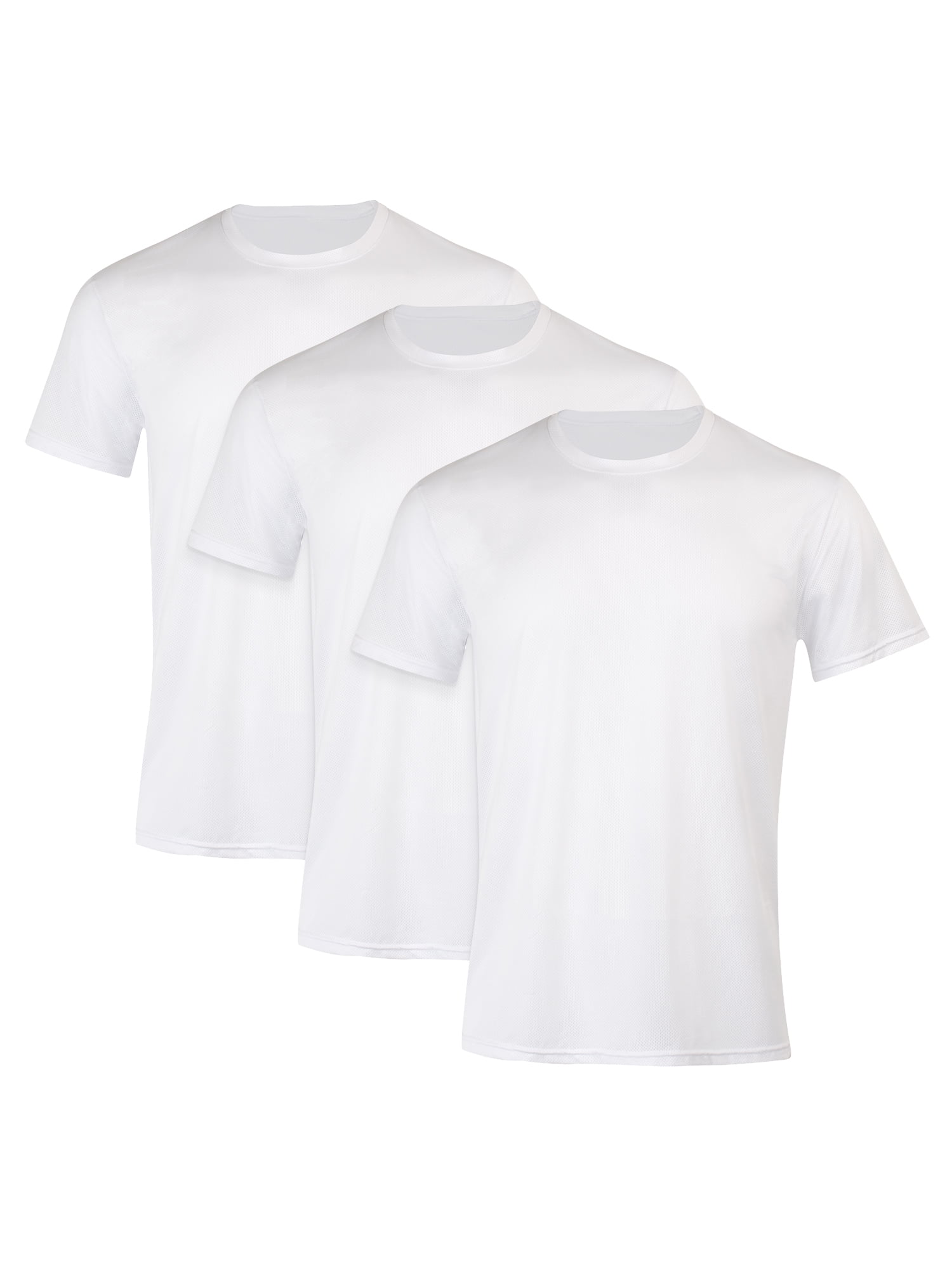 Moves Men's Breathable Mesh Crewneck T-Shirt, X-Temp, White 3-Pack Inseam