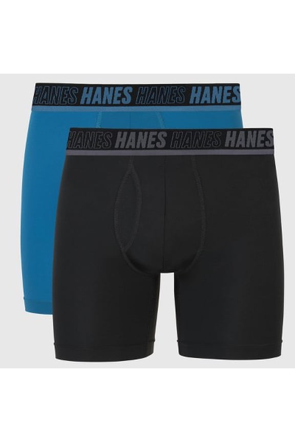 Moves Premium Men's Anti-Chafe X-Temp Boxer Briefs 2pk - Black/Blue XL