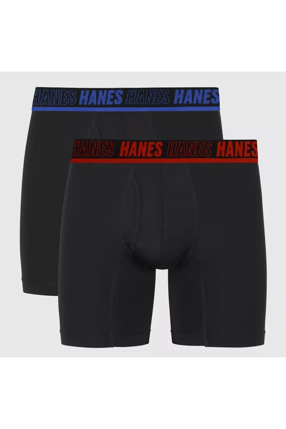 Moves Premium Men's Anti-Chafe X-Temp Boxer Briefs, Black, 2-Pack, Size: S-XL