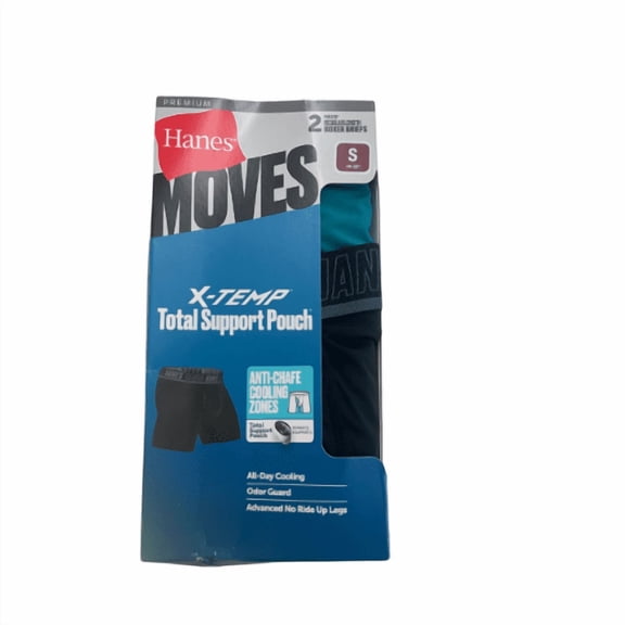 Hanes Moves Premium Mens X-Temp Performance Boxer Briefs, Size Small - 2 Pack
