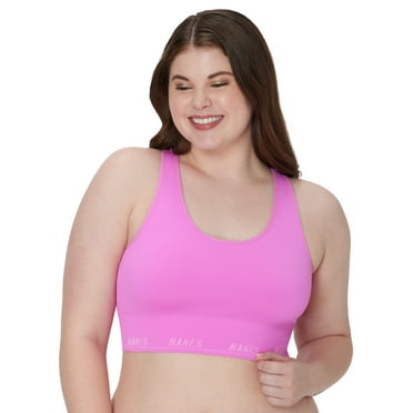 Hanes Women's Cotton Racerback Bralette 3-Pack - Light Support, T-Back, Comfy For Lounge & Low-Impact Yoga