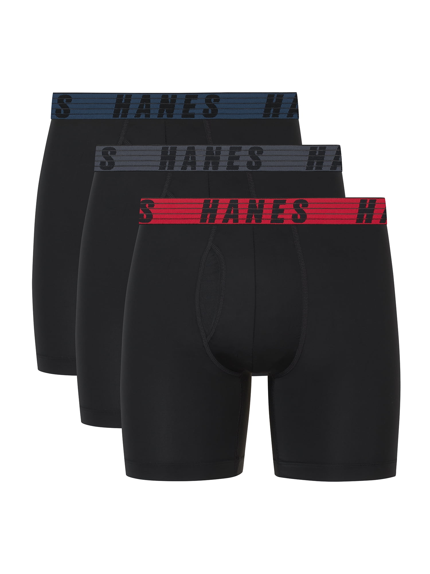 Hanes Moves Men’s Anti-Chafe Boxer Brief, Total Support Pouch, Black, 3 ...