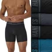 Hanes Moves Ultimate 4-Pack Men’s Anti-Chafe Boxer Brief Underwear X-Temp Assorted 6" Color: Black Grey Size: S