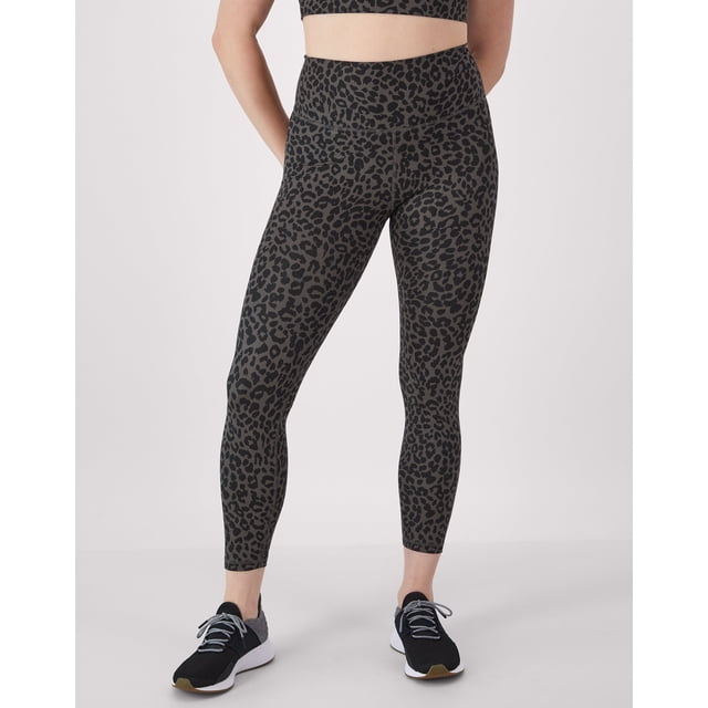Hanes Moves Women's 7/8 Leggings with Internal Pocket, 25" Black Leopard Print XL