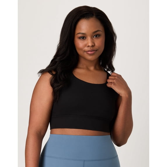 Hanes Moves Women's Crop Sports Bra, Racerback Black M