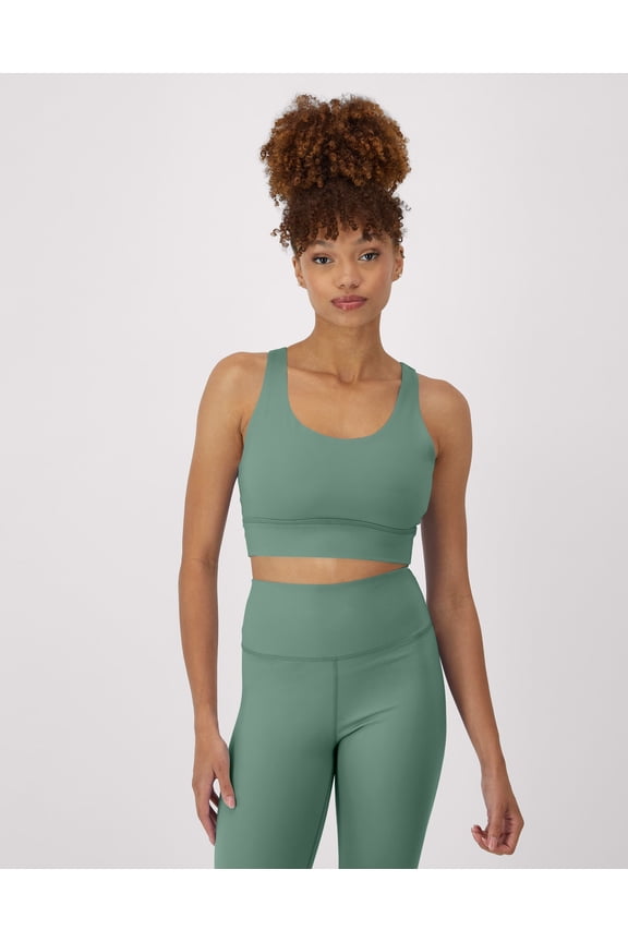 Moves Women's Crop Sports Bra, Racerback Herbal Olive Green L