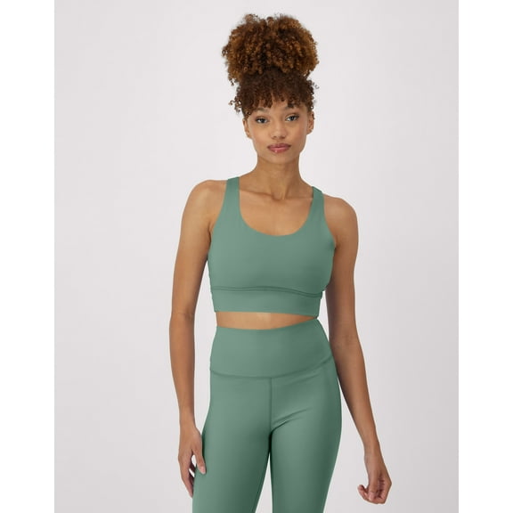Hanes Moves Women's Crop Sports Bra, Racerback Herbal Olive Green M