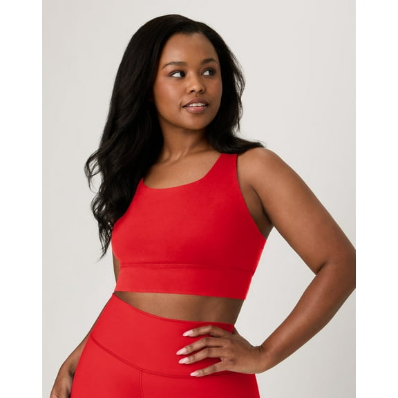 Hanes Moves Women's Crop Sports Bra, Racerback Holly Berry Red XS