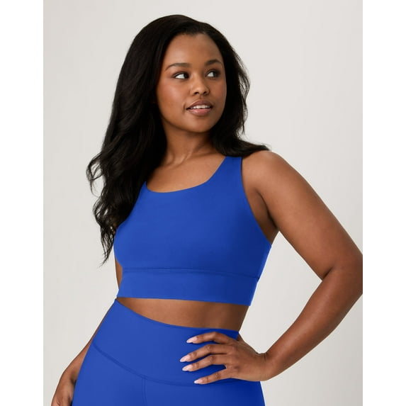 Hanes Moves Women's Crop Sports Bra, Racerback Deep Royal XL