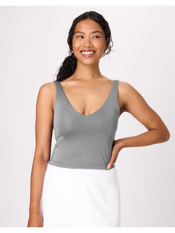 Moves Women's Padded Crop Top Dusk Shadow Grey Heather L