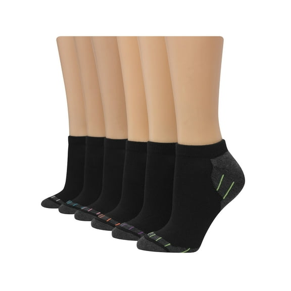 Hanes Comfort Fit Women's No-Show Socks, 6-Pairs Assorted Black/Grey 8-12