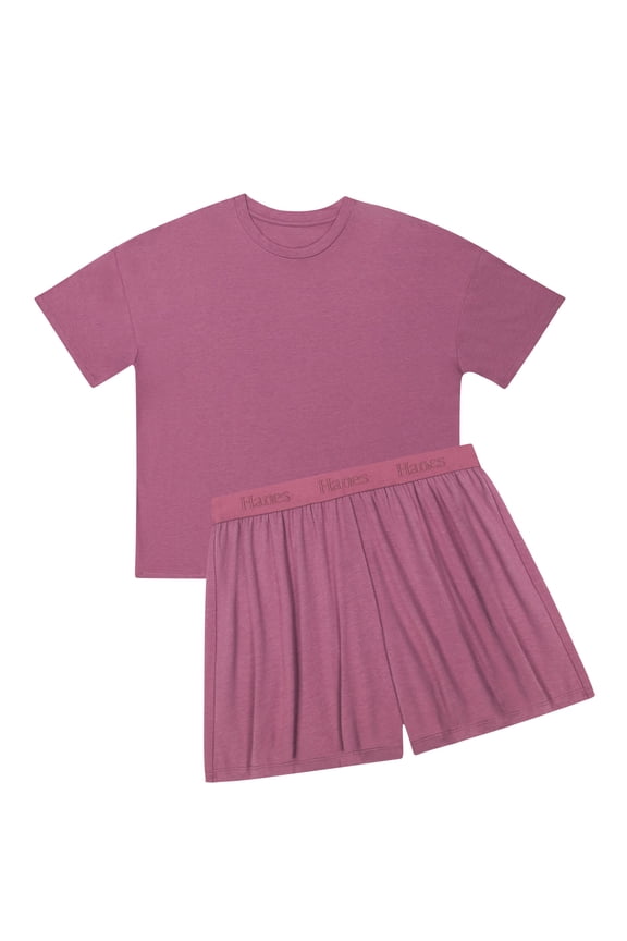 Originals 2 Piece Lounge Set, Comfywear SuperSoft Boxy T-Shirt & Sleep Shorts Loungewear Mauve Mood/Mauve Mood M Women's