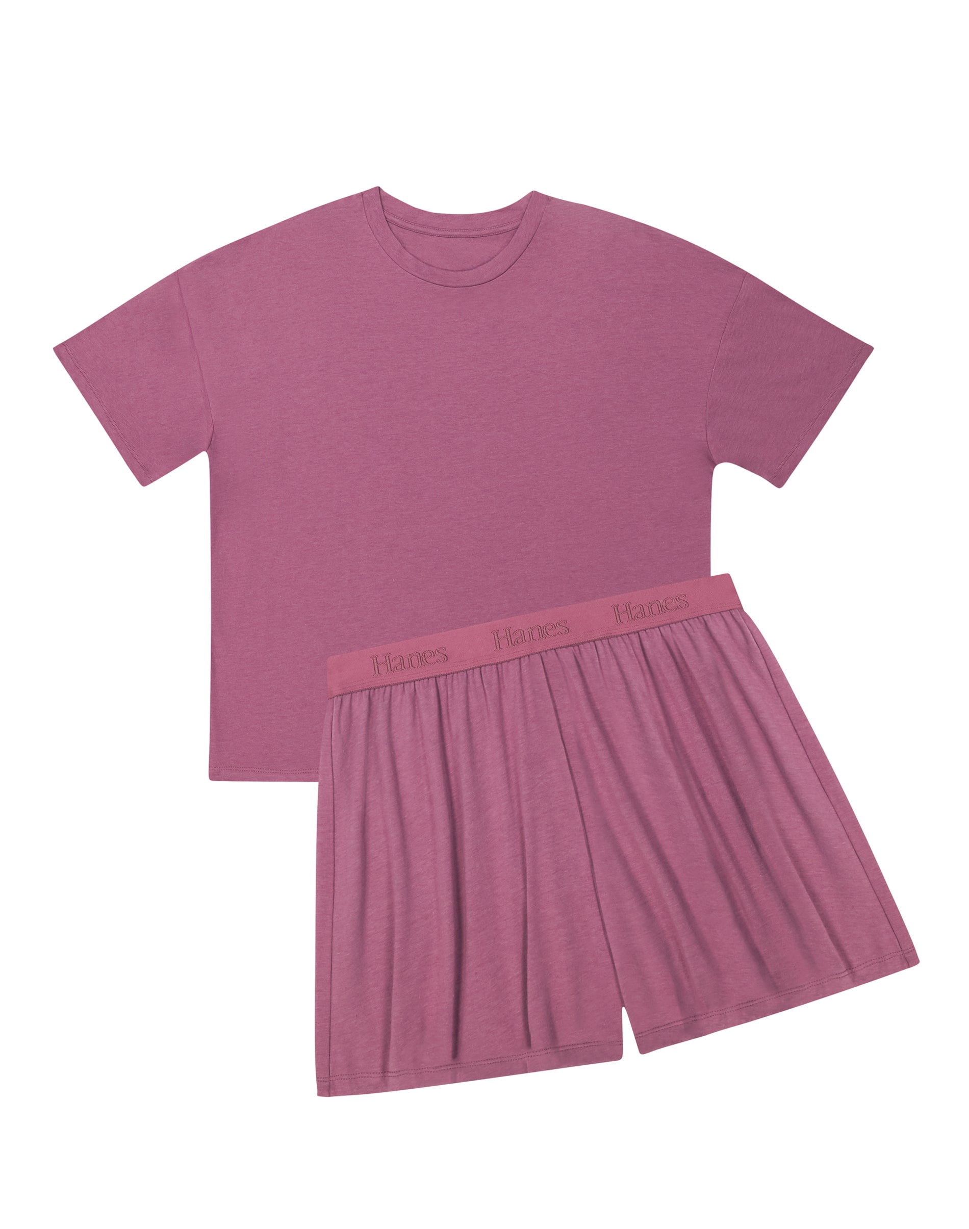 Hanes Comfywear Women's Pajama Set, Loungewear Top & Sleep Shorts Mauve ...