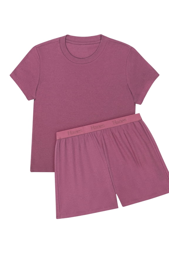 Originals 2-Piece Lounge Set, SuperSoft Cropped Baby Doll Tee & Sleep Shorts Loungewear Mauve Mood/Mauve Mood L Women's