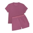 thumbnail image 1 of Hanes Originals SuperSoft Comfywear Women’s Ribbed Babydoll Tee & Shorts Pajama Set - Soft Loungewear Mauve Mood/Mauve Mood XL, 1 of 6