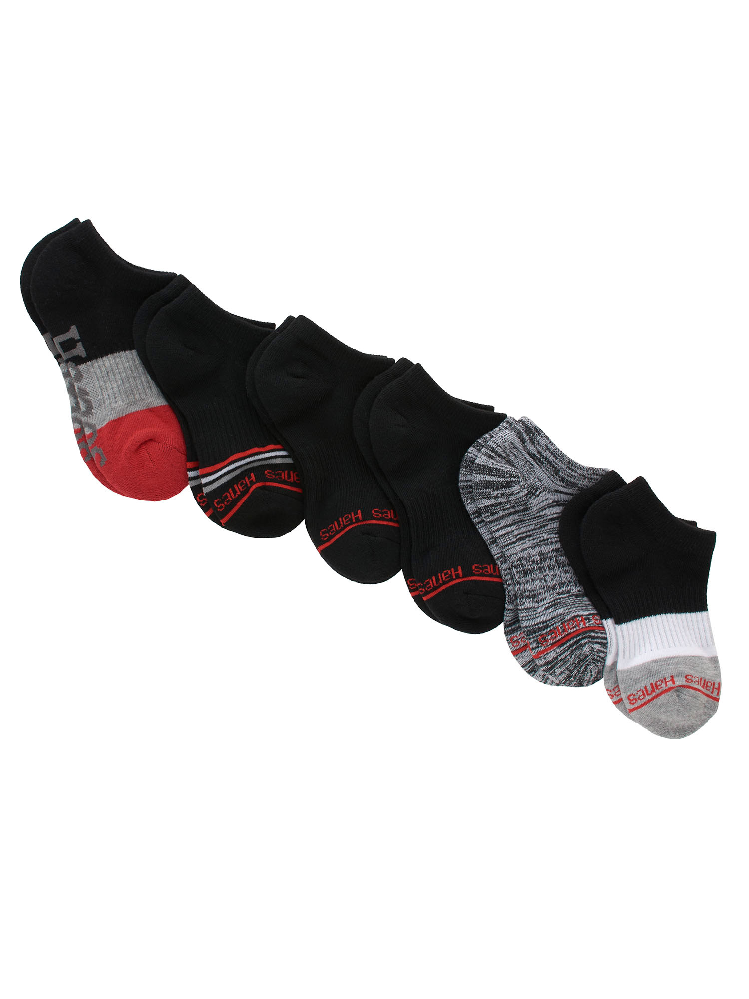 Hanes Originals Boys' No-Show Socks, 6-Pack, Sizes S-L