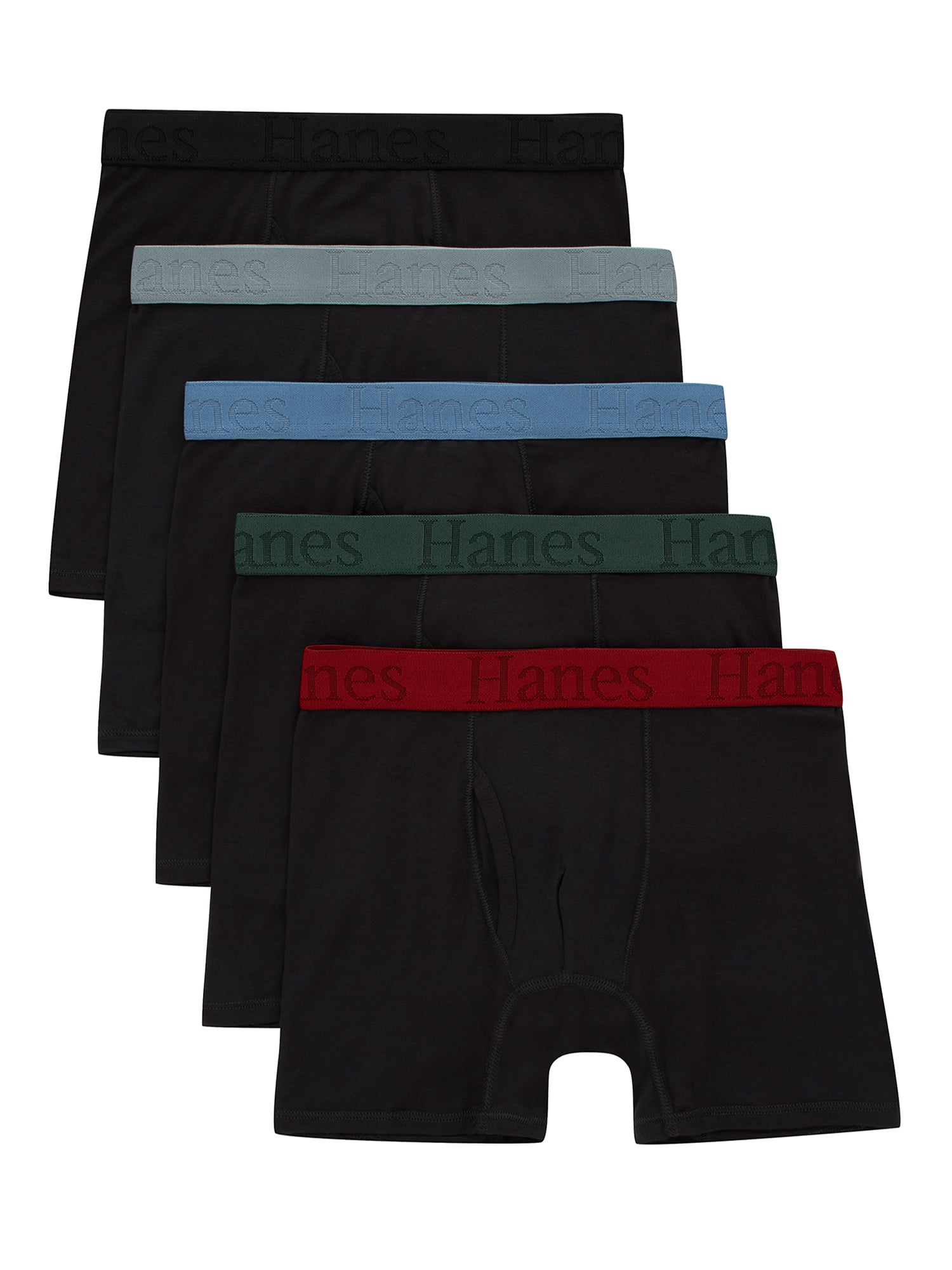 Hanes Originals Boys' SuperSoft Boxer Brief Underwear, Black, 5-Pack