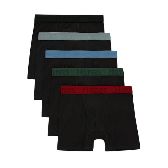 Hanes Originals Boys' SuperSoft Boxer Brief Underwear, Black, 5-Pack