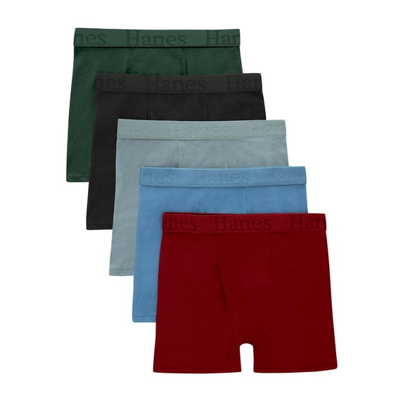 Hanes Originals Boys' SuperSoft Boxer Brief Underwear, Multicolor, 5-Pack