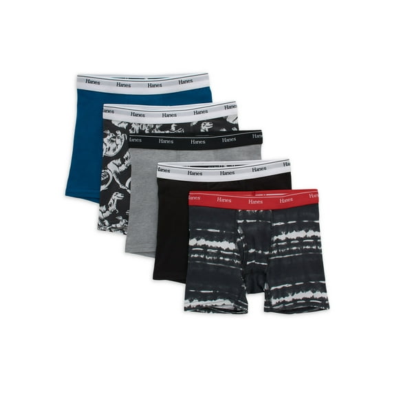 Hanes Originals Boys' Underwear Boxer Briefs, 5-Pack, Sizes S-XL