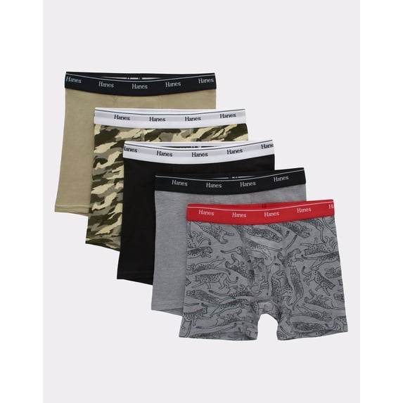 Hanes Originals Boys' Boxer Brief Underwear, Camo & Assorted, 5-Pack M
