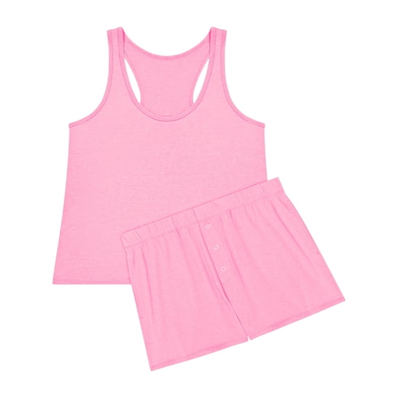Hanes Originals Comfywear Women's Pajamas Set, Sleep Top & Shorts, Loungewear Spirited Pink/Spirited Pink XL