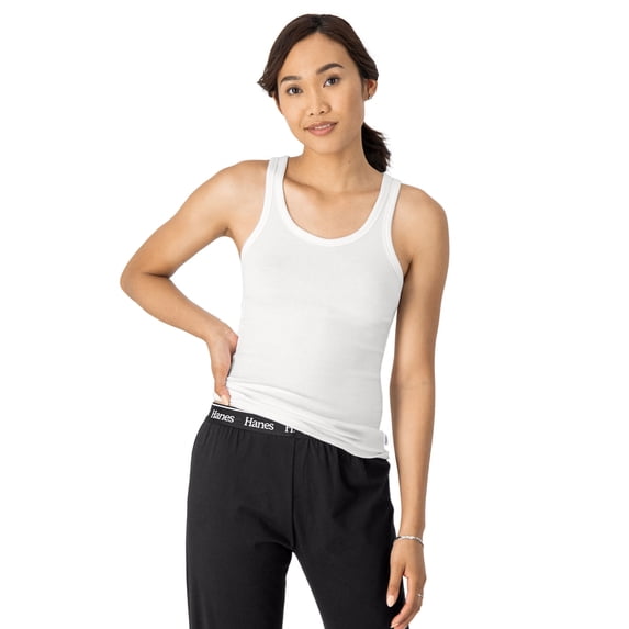 Hanes Originals Comfywear Women's Rib Tank White M