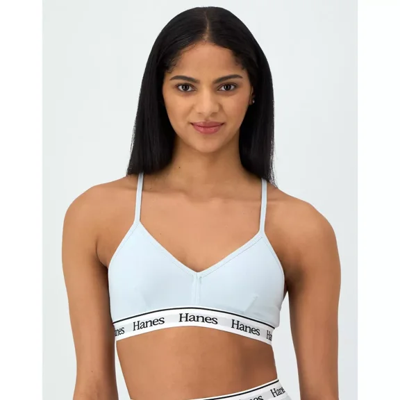 Hanes Originals Comfywear Women's Sleep Crop Bralette, silence blue