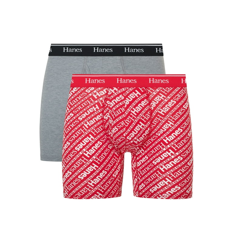 Hanes Originals Men’s Boxer Briefs, Moisture-Wicking Stretch Cotton, 2-Pack
