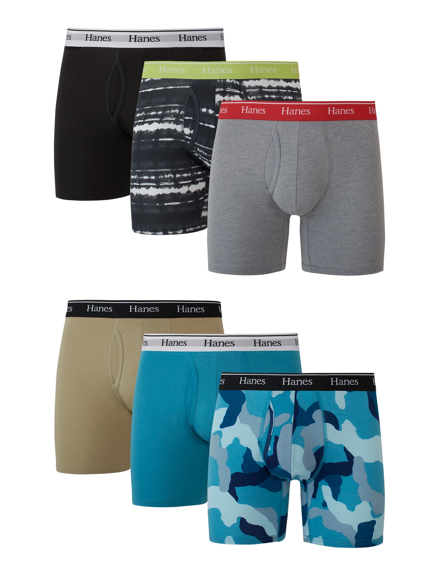 Hanes Boxer Briefs, Cool Dri Moisture-Wicking Underwear, Cotton No-Ride-Up  for Men, Multi-Packs Available, 6 Pack-Dyed Assorted, X-Large