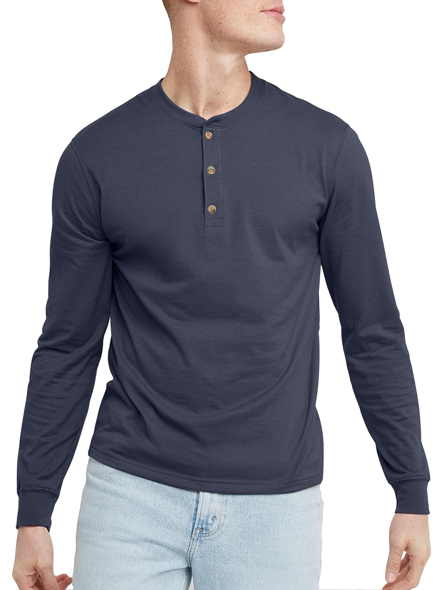 Chemise Henley Manches Longues Homme - 60% Coton 35% Polyester - Coupe Classique, Col Boutonné - Tailles S à 2XL