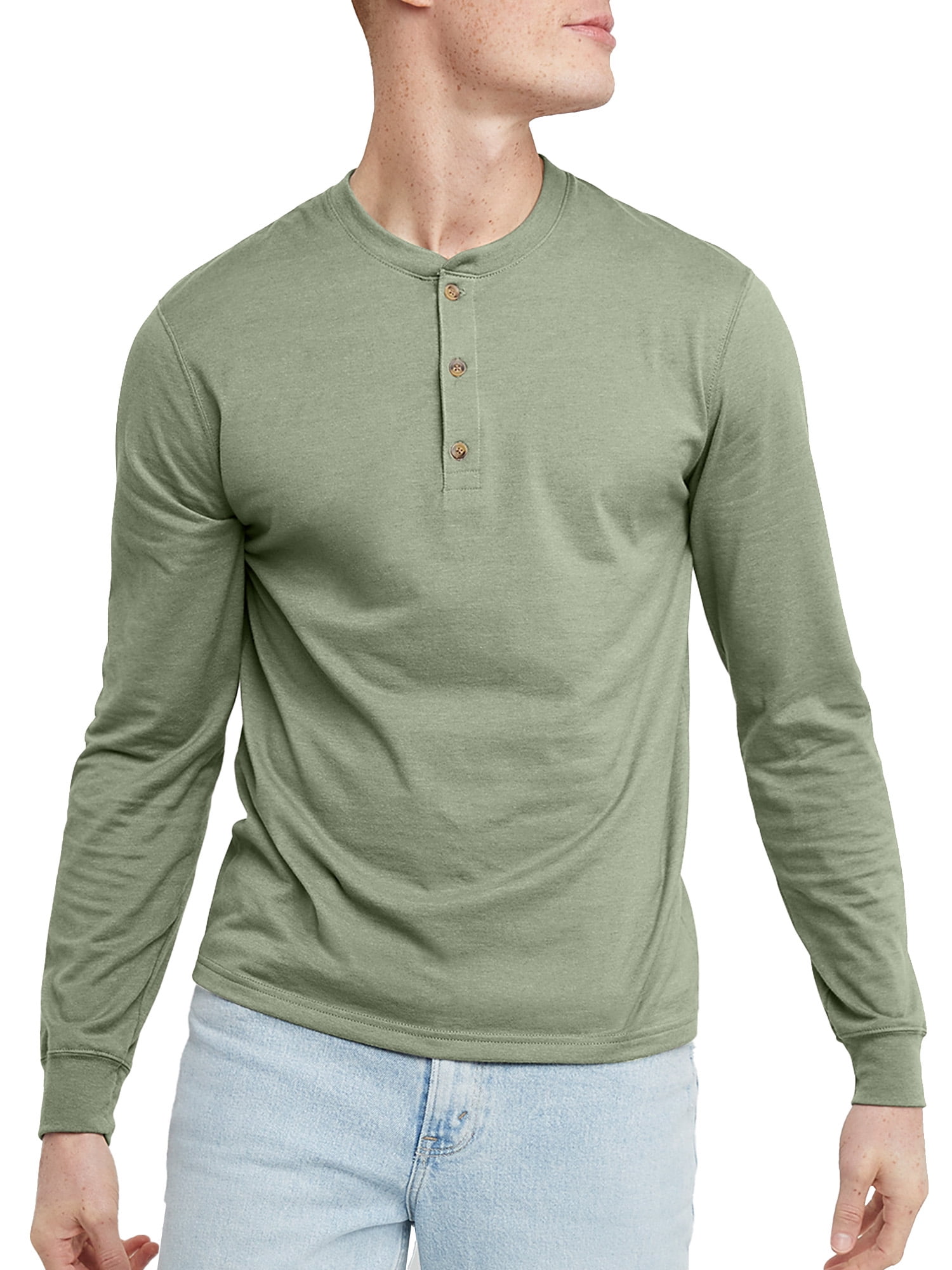 Hanes Originals Men's Cotton Long Sleeve Henley T-Shirt Equilibrium ...