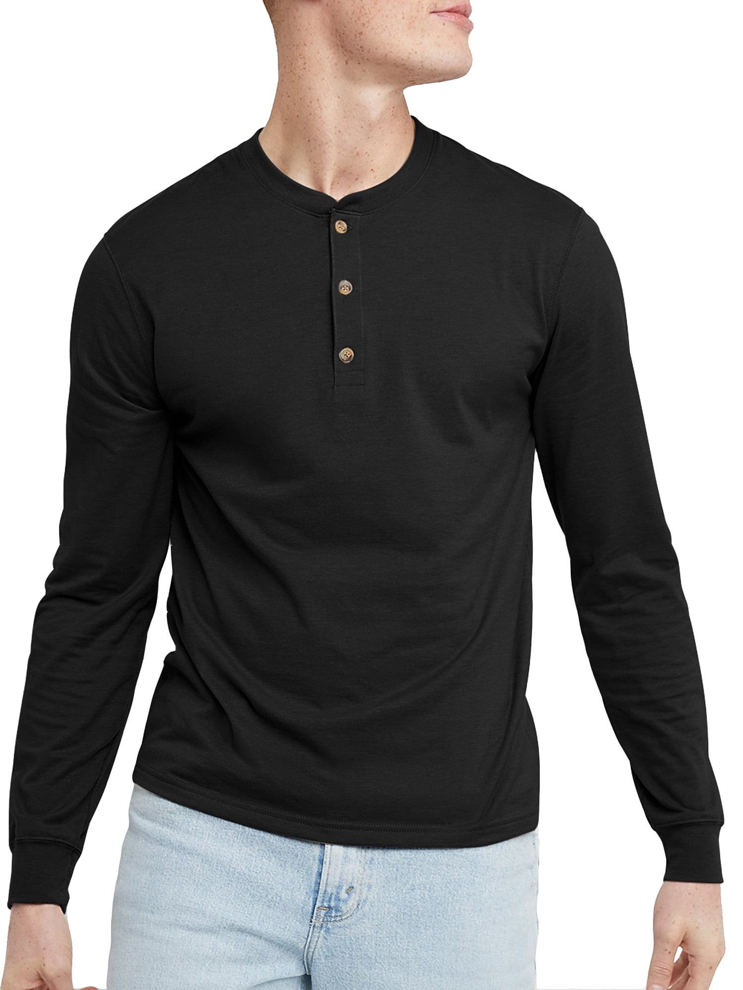 Hanes Originals Mens Cotton Long Sleeve Henley Namibia